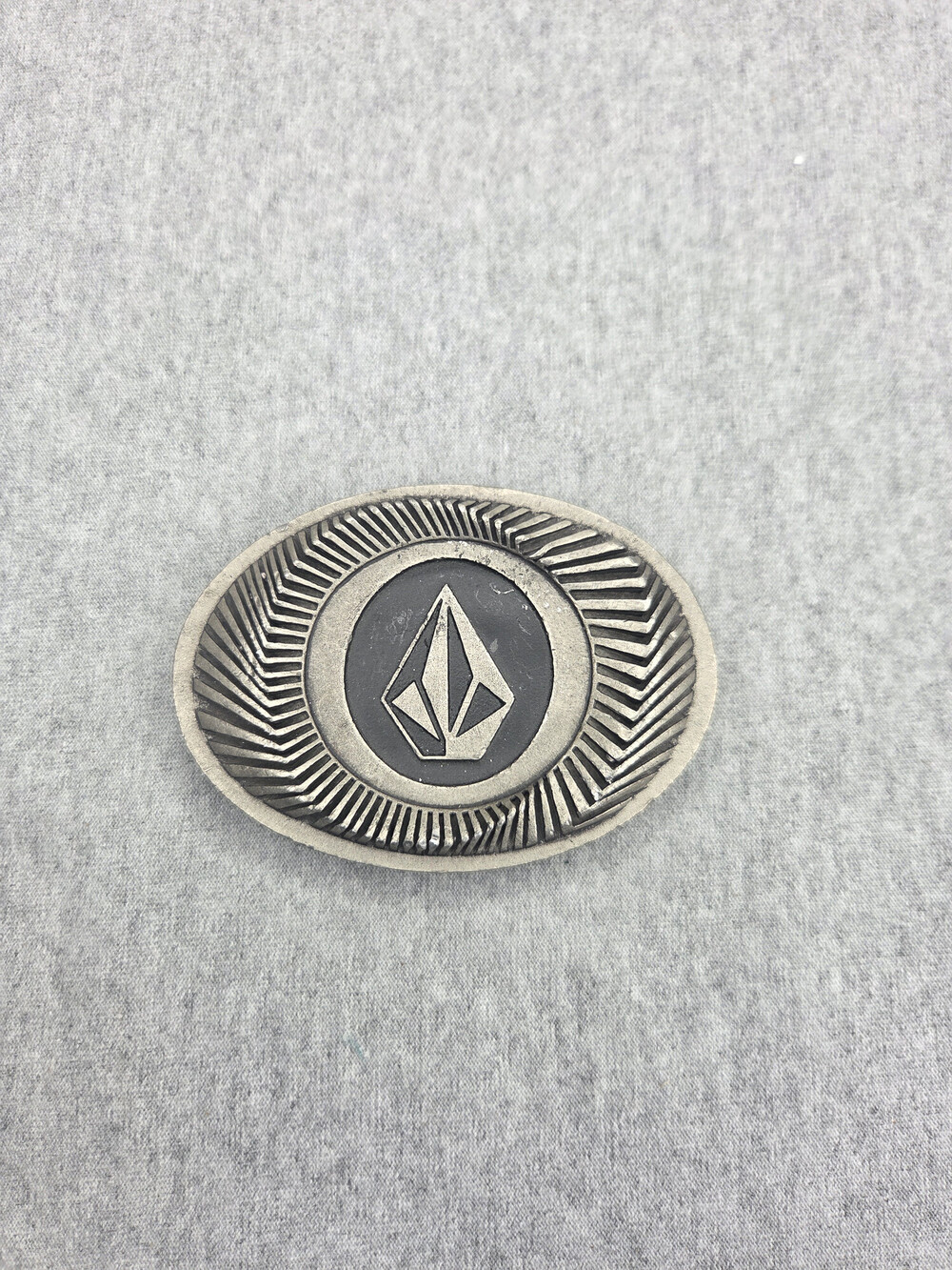 Vintage Volcom Stone Logo Belt Buckle Brushed Metal Heavy 3D Skater